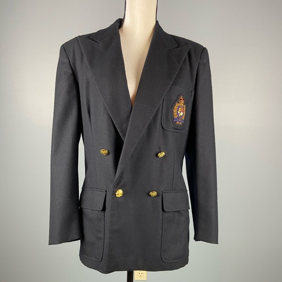 ralph lauren navy crest blazer